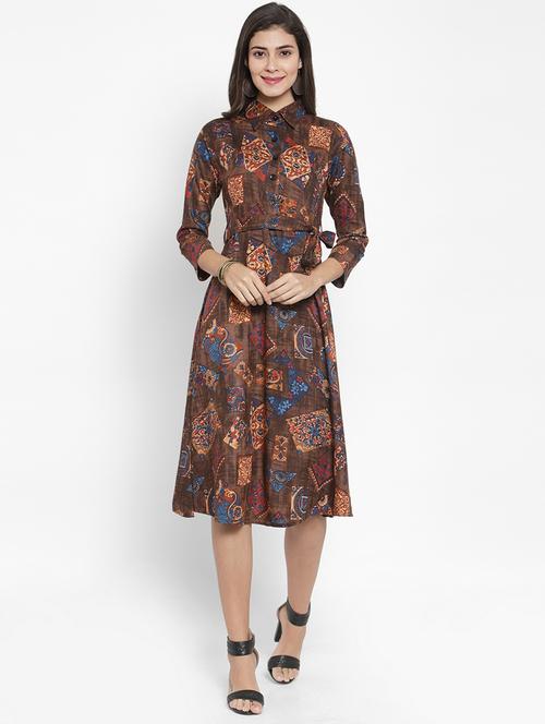 tie front printed shirt dress - 16728386 - Very Small Image - 1