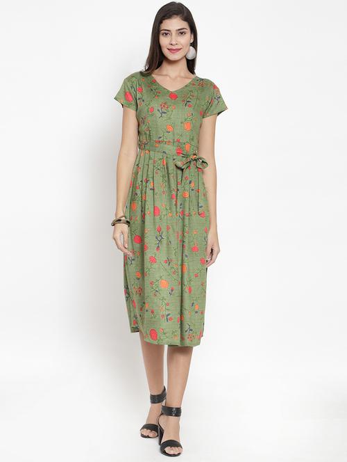 tie front floral a-line dress - 16728389 - Very Small Image - 1
