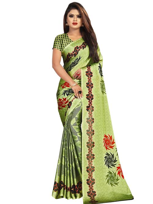 floral printed saree with blouse - 16728445 - Very Small Image - 1