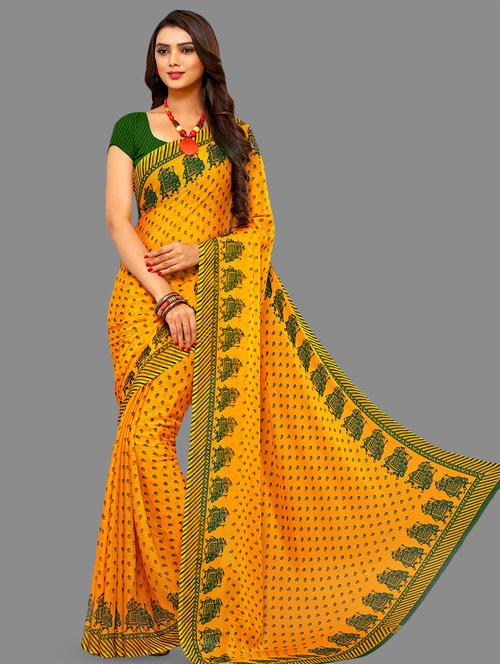 printed bordered saree with blouse - 16728469 - Very Small Image - 1