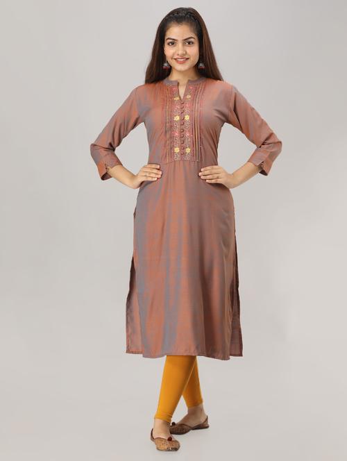 pintucks solid straight kurta - 16728682 - Very Small Image - 1