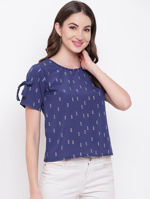 round neck printed top - 16730465 - Very Small Image - 1