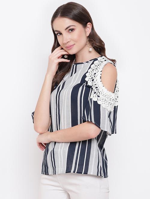 lace detail striped top - 16730480 - Very Small Image - 1