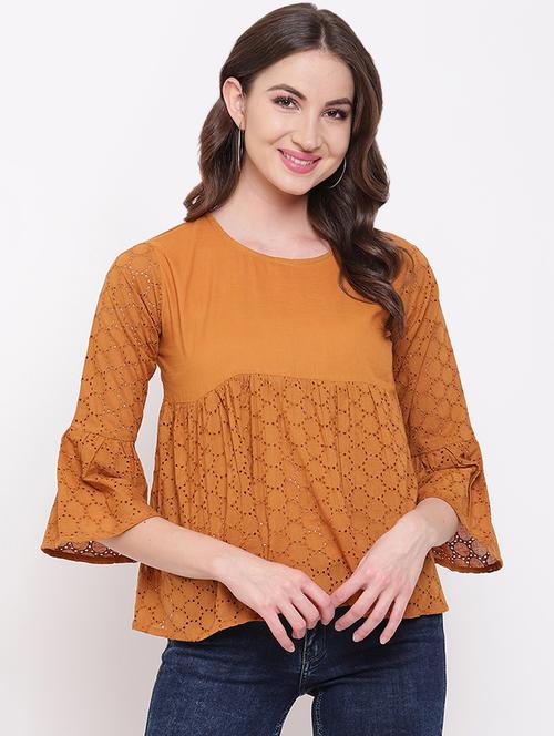 round neck bell sleeved top - 16730502 - Very Small Image - 1