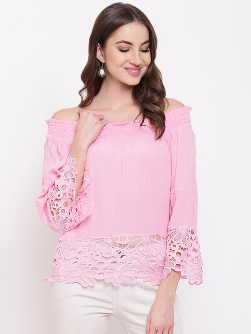 off shoulder lace detail top - 16730512 - Very Small Image - 1