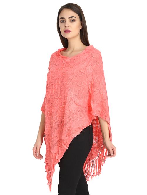 fringed hem wool poncho - 16730794 - Very Small Image - 1