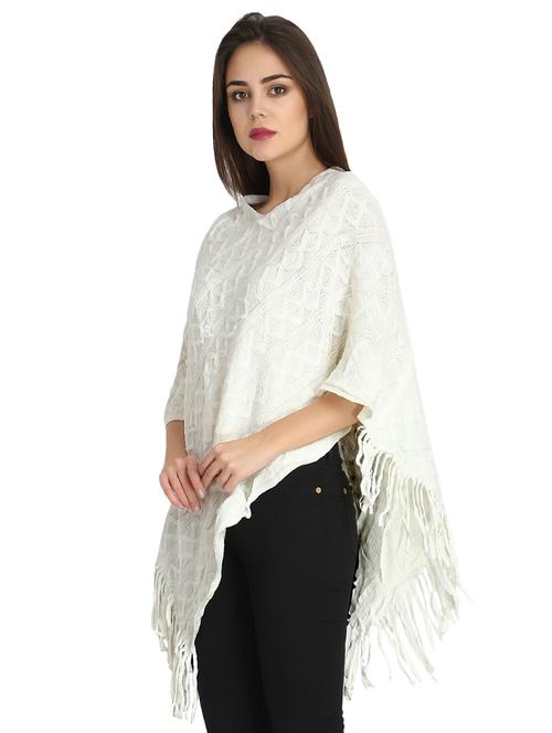 fringed hem wool poncho - 16730795 - Very Small Image - 1