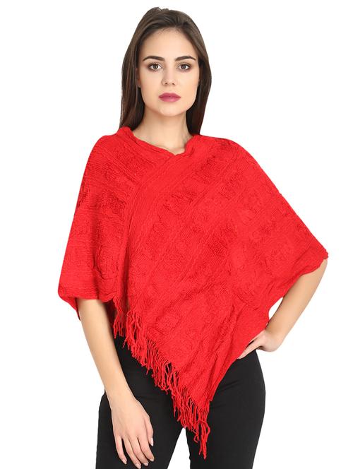 fringed hem wool poncho - 16730796 - Very Small Image - 1
