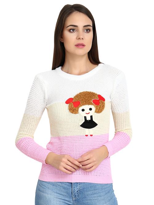 color block round neck pullover - 16730829 - Very Small Image - 1