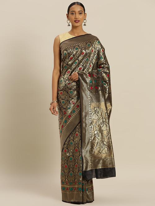 self design woven saree with blouse - 16731477 - Very Small Image - 1