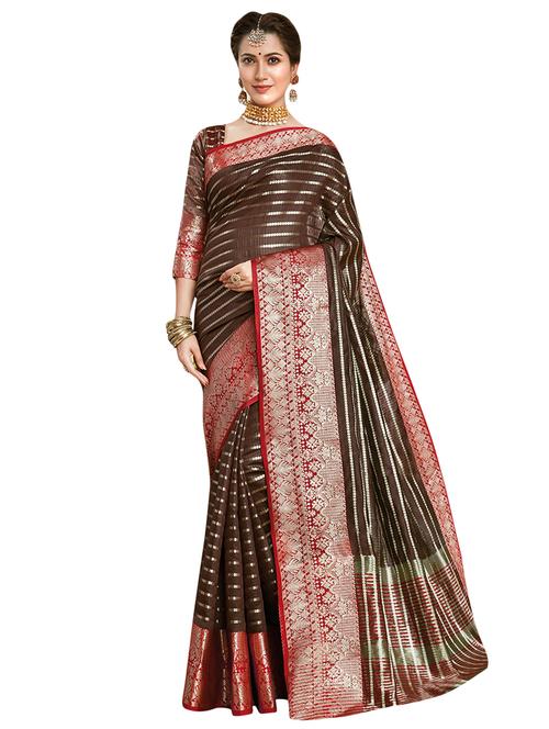 self-design woven saree with blouse - 16731495 - Very Small Image - 1