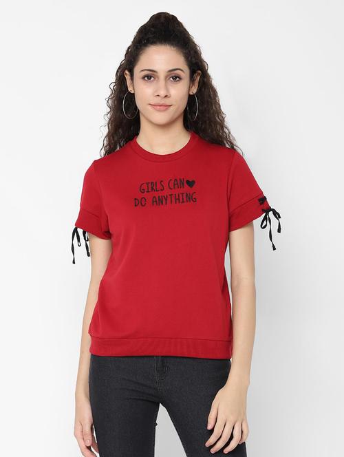 embroidered detail lace up sleeved top - 16733705 - Very Small Image - 1