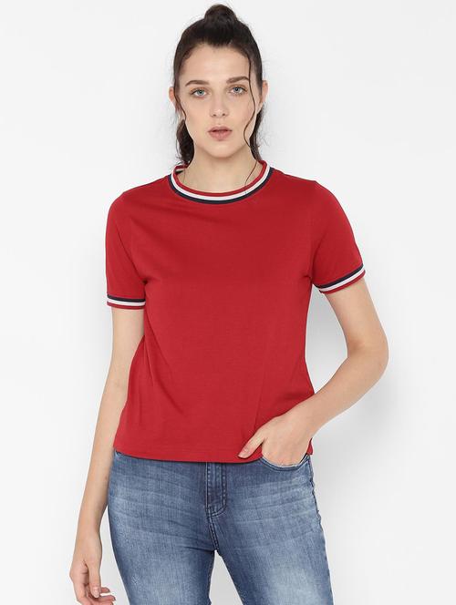 crew neck contrast bind tee - 16733778 - Very Small Image - 1