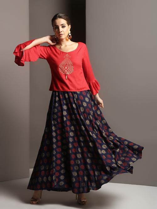 foil print skirt top set - 16733968 - Very Small Image - 1