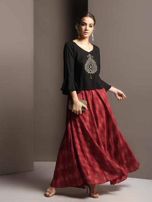 foil print skirt top set - 16733969 - Very Small Image - 1