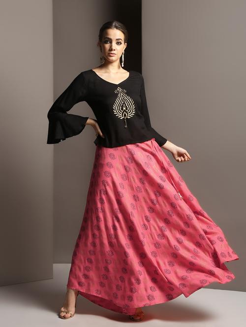 foil print skirt top set - 16733970 - Very Small Image - 1