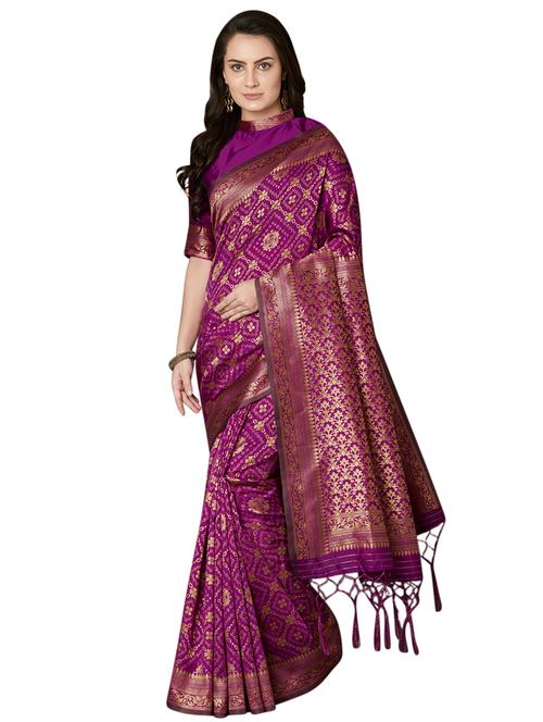 floral banarasi saree with blouse - 16734247 - Very Small Image - 1