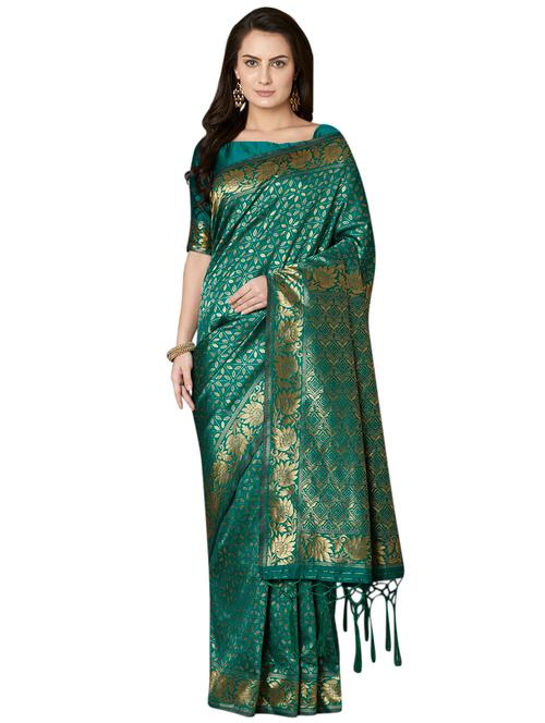 floral banarasi saree with blouse - 16734248 - Very Small Image - 1