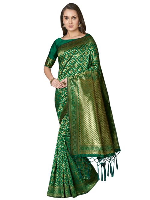 printed banarasi saree with blouse - 16734249 - Very Small Image - 1