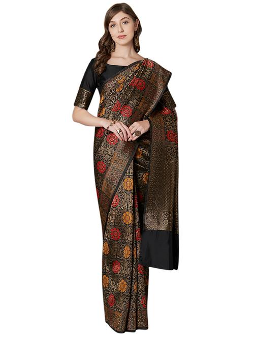 floral banarasi saree with blouse - 16734266 - Very Small Image - 1