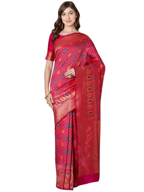 floral banarasi saree with blouse - 16734267 - Very Small Image - 1