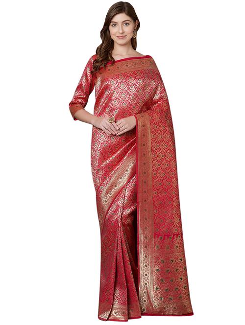 floral banarasi saree with blouse - 16734280 - Very Small Image - 1