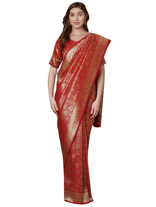 floral banarasi saree with blouse - 16734281 - Very Small Image - 1