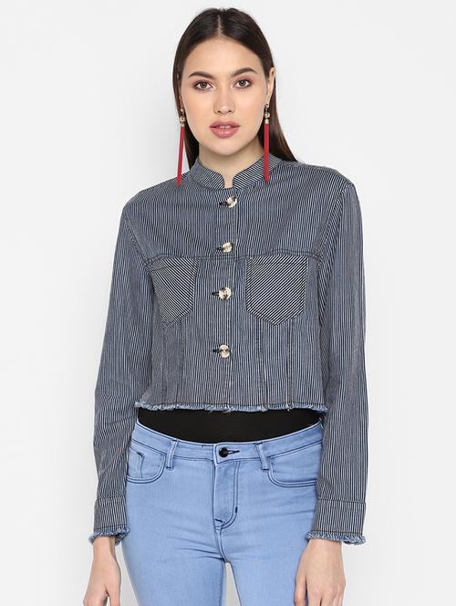 frayed hem denim jacket - 16734552 - Very Small Image - 1