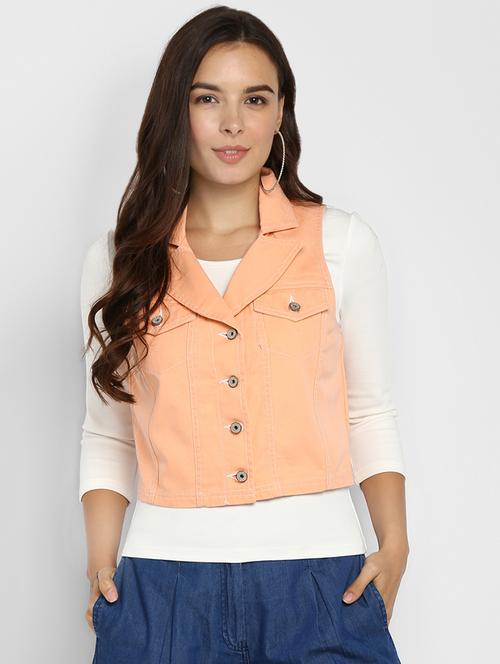 lapel neck denim jacket - 16734559 - Very Small Image - 1