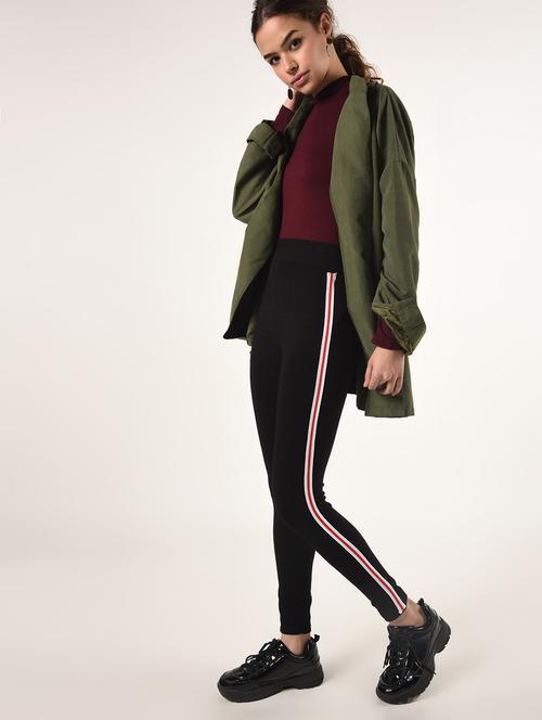 high rise side taped leggings - 16734621 - Very Small Image - 1