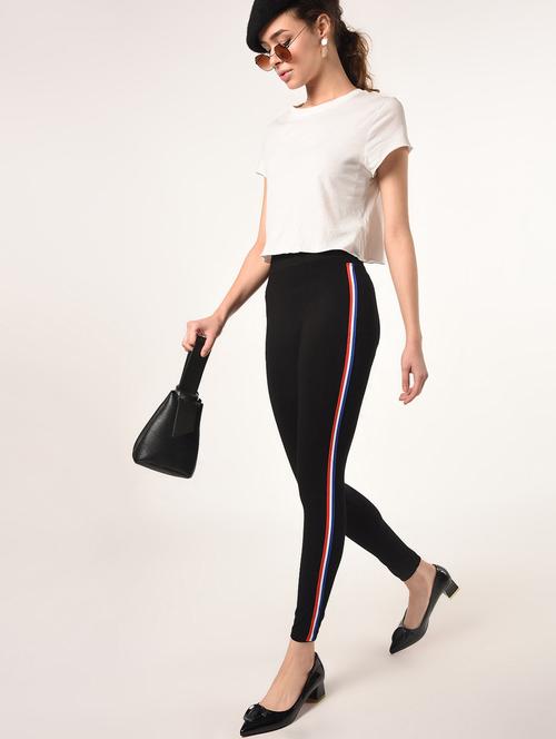 high rise side taped leggings - 16734623 - Very Small Image - 1