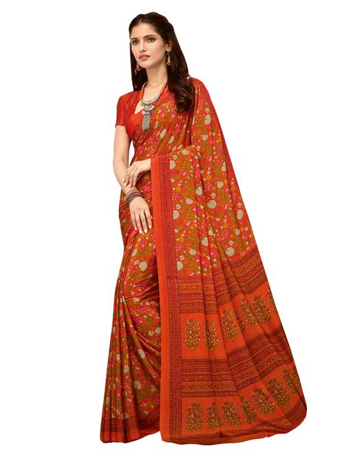 floral printed saree with blouse - 16734801 - Very Small Image - 1
