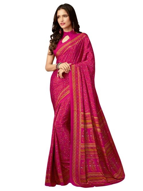 floral printed saree with blouse - 16734807 - Very Small Image - 1
