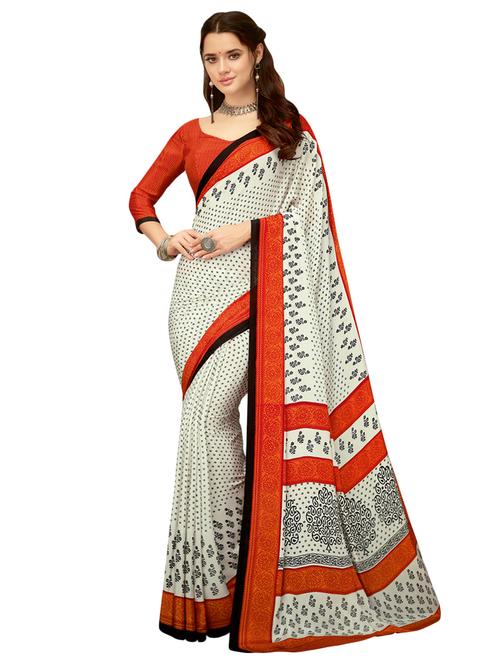bordered printed saree with blouse - 16734820 - Very Small Image - 1