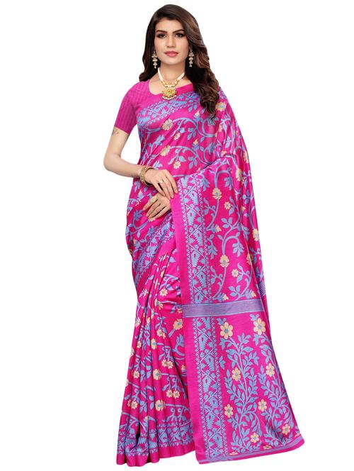 floral printed saree with blouse - 16734851 - Very Small Image - 1