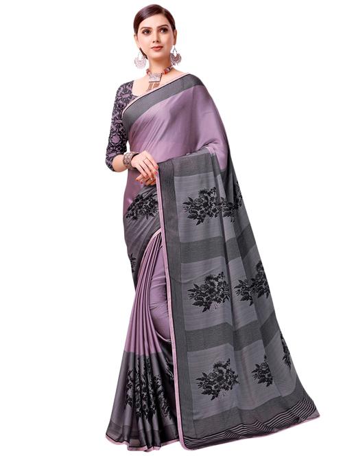 floral contrast saree with blouse - 16734883 - Very Small Image - 1