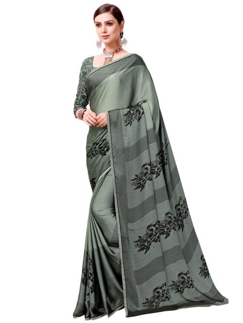 floral printed saree with blouse - 16734884 - Very Small Image - 1