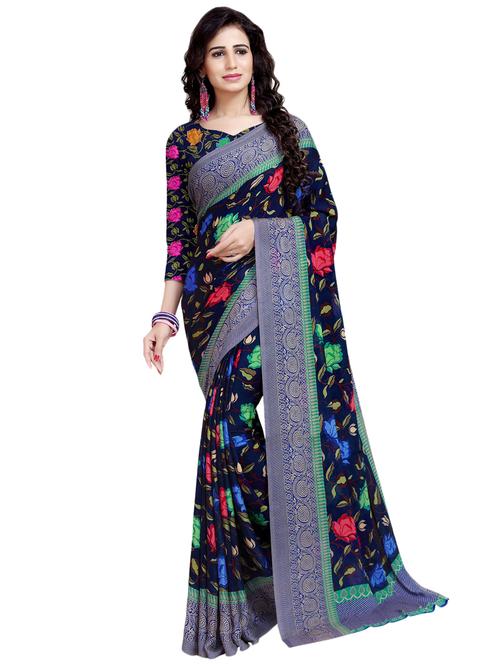 floral printed saree with blouse - 16734896 - Very Small Image - 1