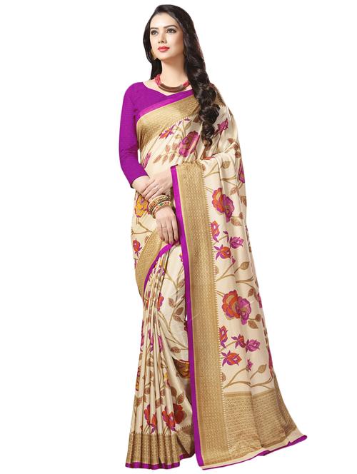 floral printed saree with blouse - 16734900 - Very Small Image - 1