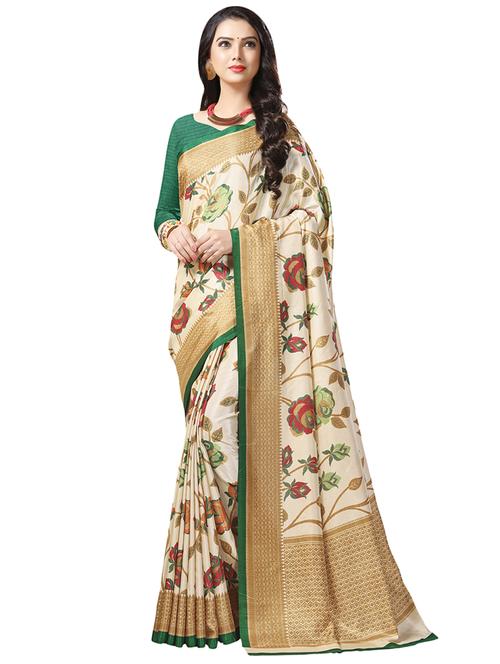 floral printed saree with blouse - 16734905 - Very Small Image - 1