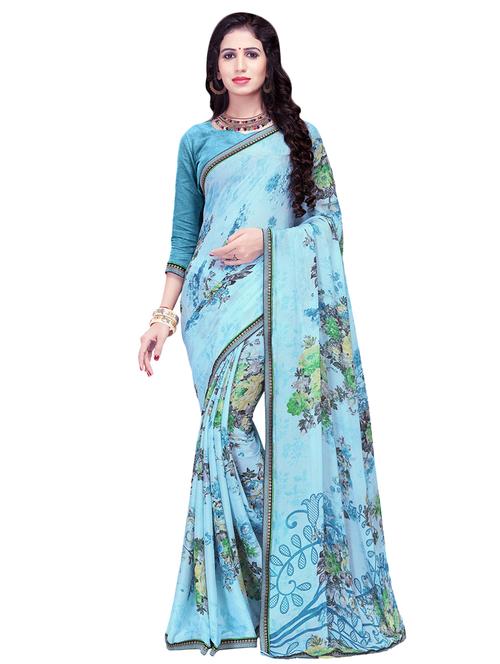 floral printed saree with blouse - 16734909 - Very Small Image - 1