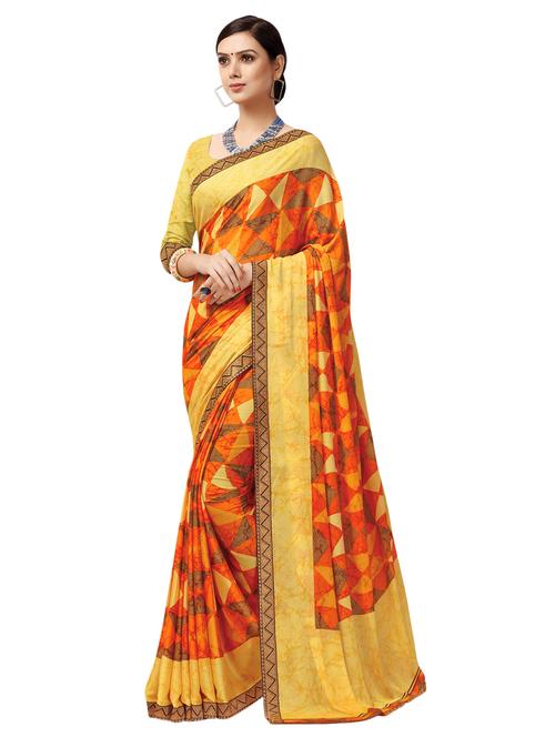 geometrical printed saree with blouse - 16734912 - Very Small Image - 1