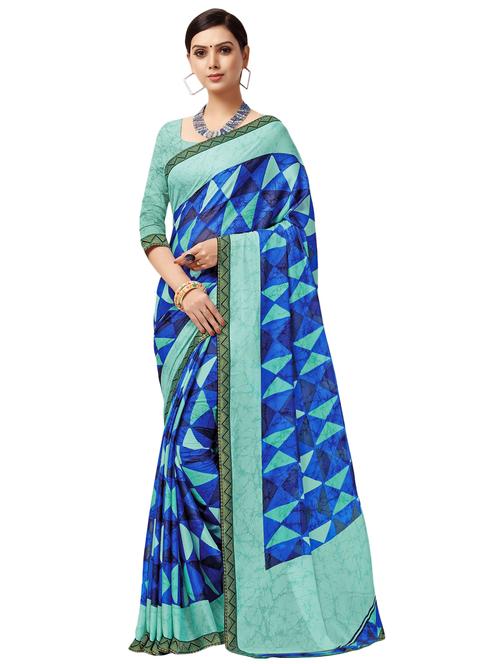 geometrical printed saree with blouse - 16734913 - Very Small Image - 1