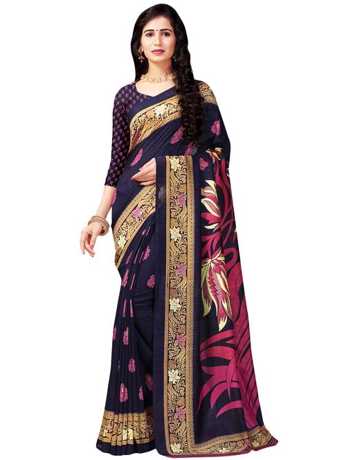 ethnic motif printed saree with blouse - 16734915 - Very Small Image - 1
