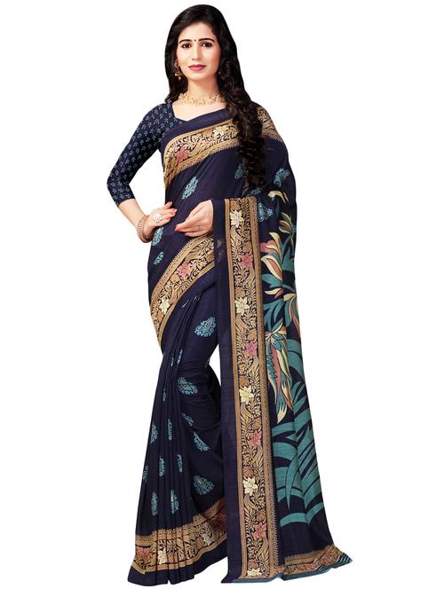 ethnic motif printed saree with blouse - 16734916 - Very Small Image - 1