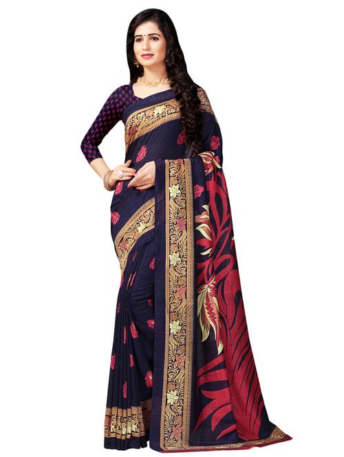 ethnic motif printed saree with blouse - 16734918 - Very Small Image - 1