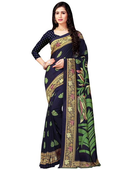 ethnic motif printed saree with blouse - 16734920 - Very Small Image - 1