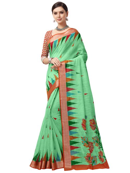 floral printed saree with blouse - 16734931 - Very Small Image - 1