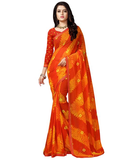 tie & dye printed saree with blouse - 16734933 - Very Small Image - 1