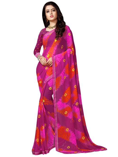 tie & dye printed saree with blouse - 16734935 - Very Small Image - 1